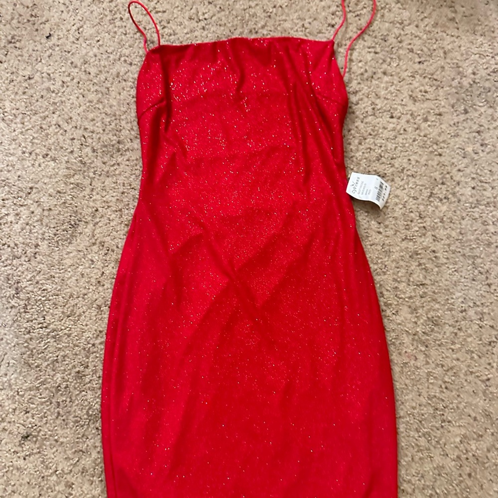 Elegant Red Spaghetti Strap Dress